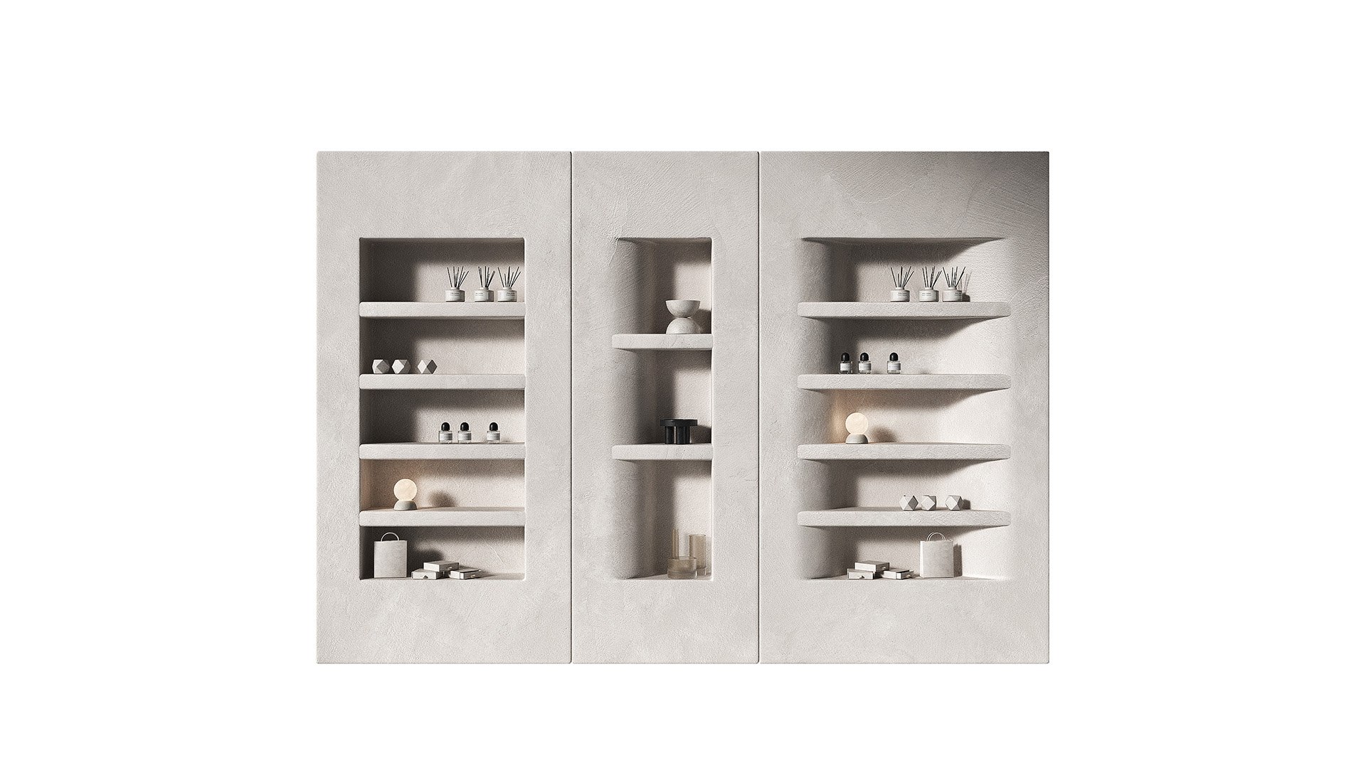 Niche Wall Shelving With Decor Rack Showcase Model - TurboSquid 2251976