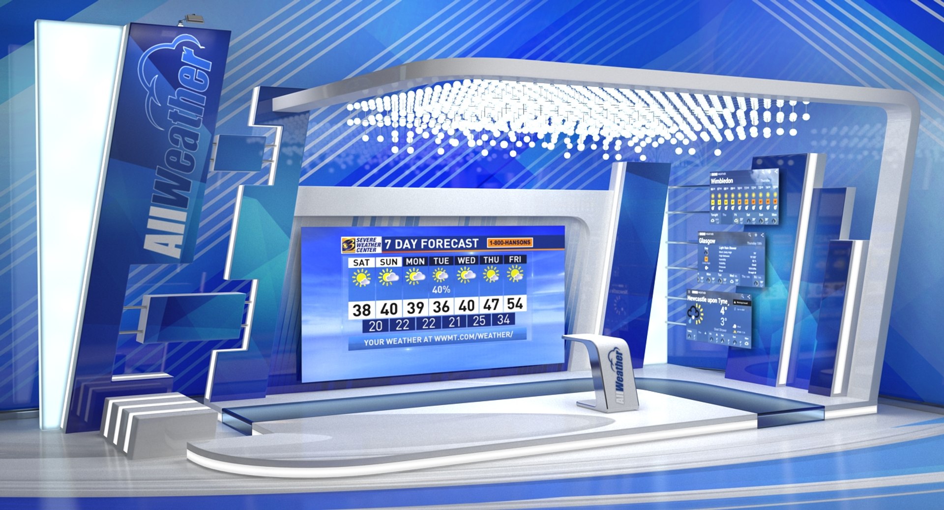 Weather TV Studio Blue 3D Model 3D model preview