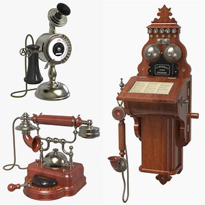 3D Antique Phones Set