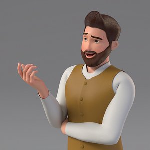 South Asian 3D Rigged Character Pakistani Man in Shalwar Kameez Full Rigged Model