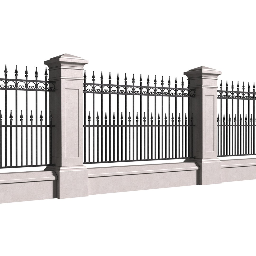 3D Fence In Classic Style With Wrought Iron Railing - TurboSquid 1998646