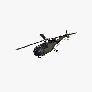 3D sa316b alouette iii helicopter model