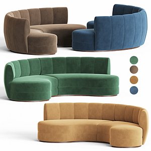 contemporary curved velvet 3D model
