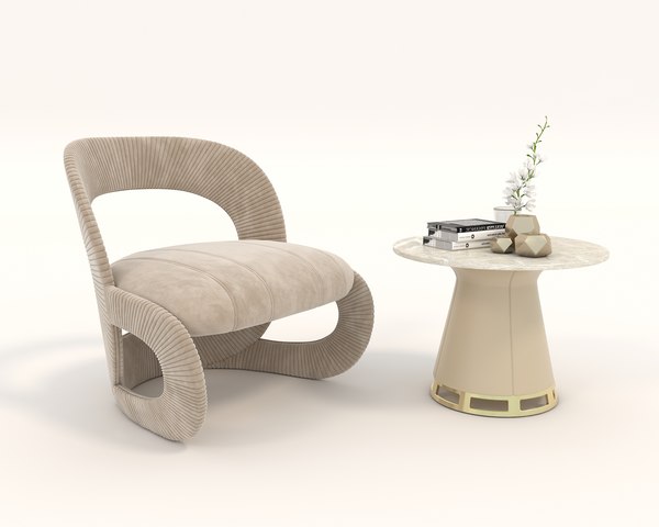 Contemporary Chair and Coffee Table 9 3D