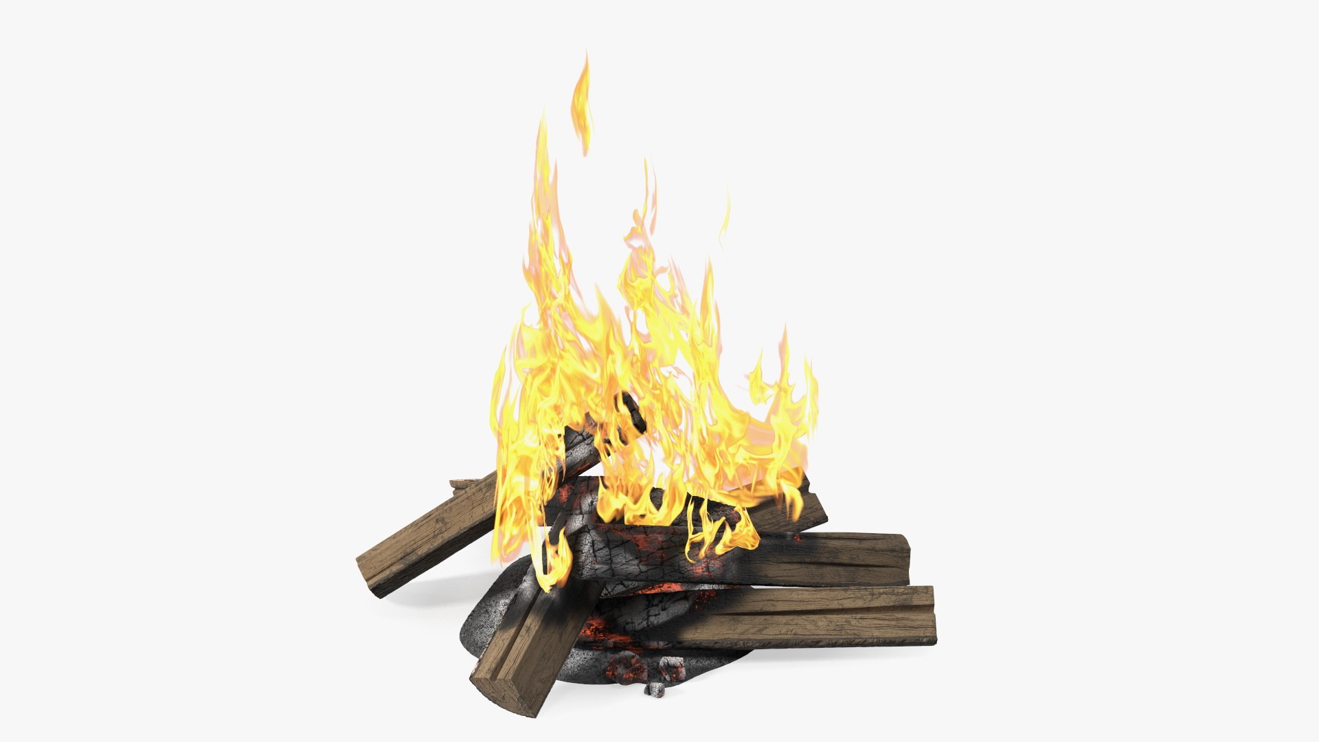 Fire from Wooden Logs 3D model preview