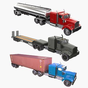 truck trailer w900 3D