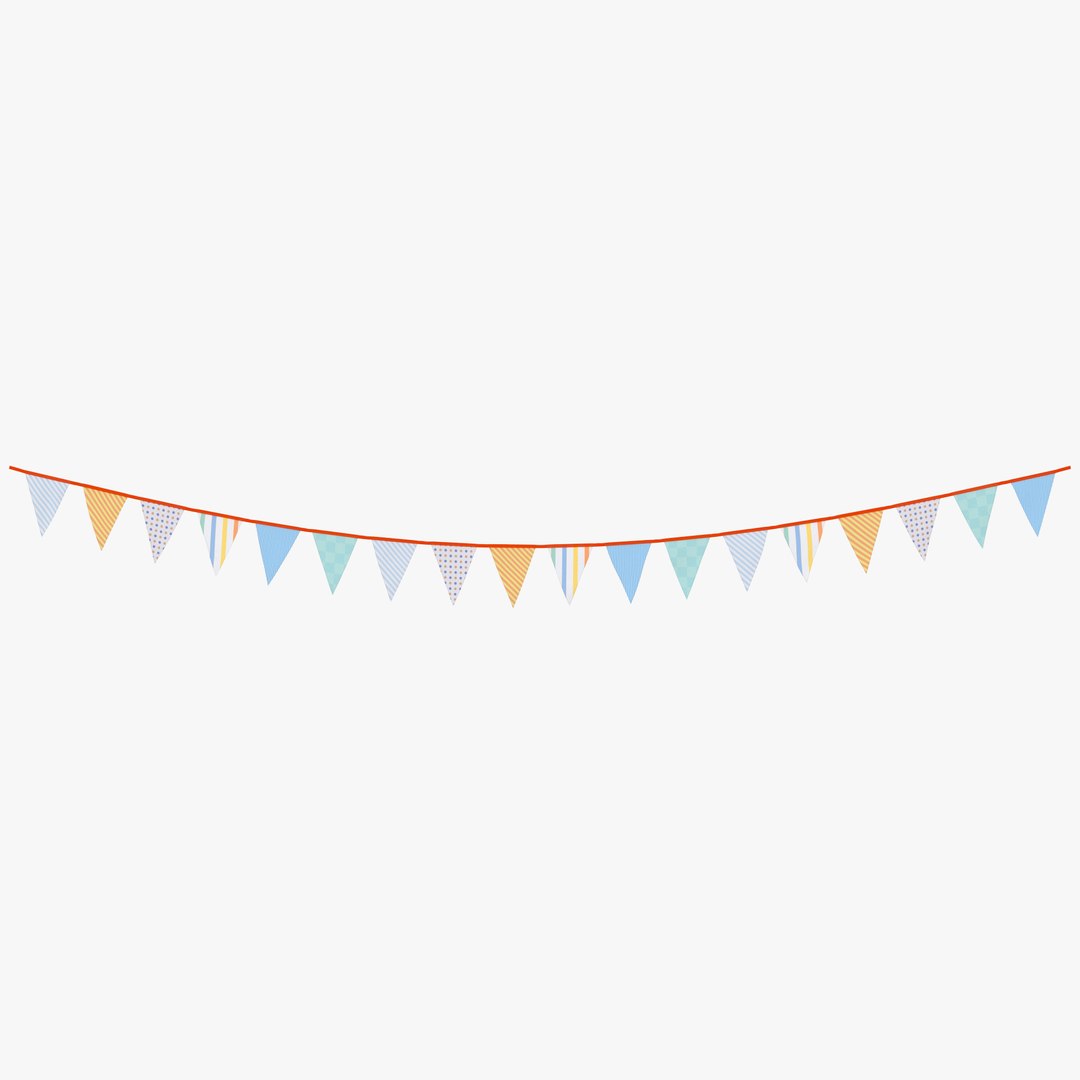 Triangle Flag Banner 3 3D model preview