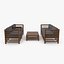 Set aus Holz-Sofas und Tisch für den Außenbereich