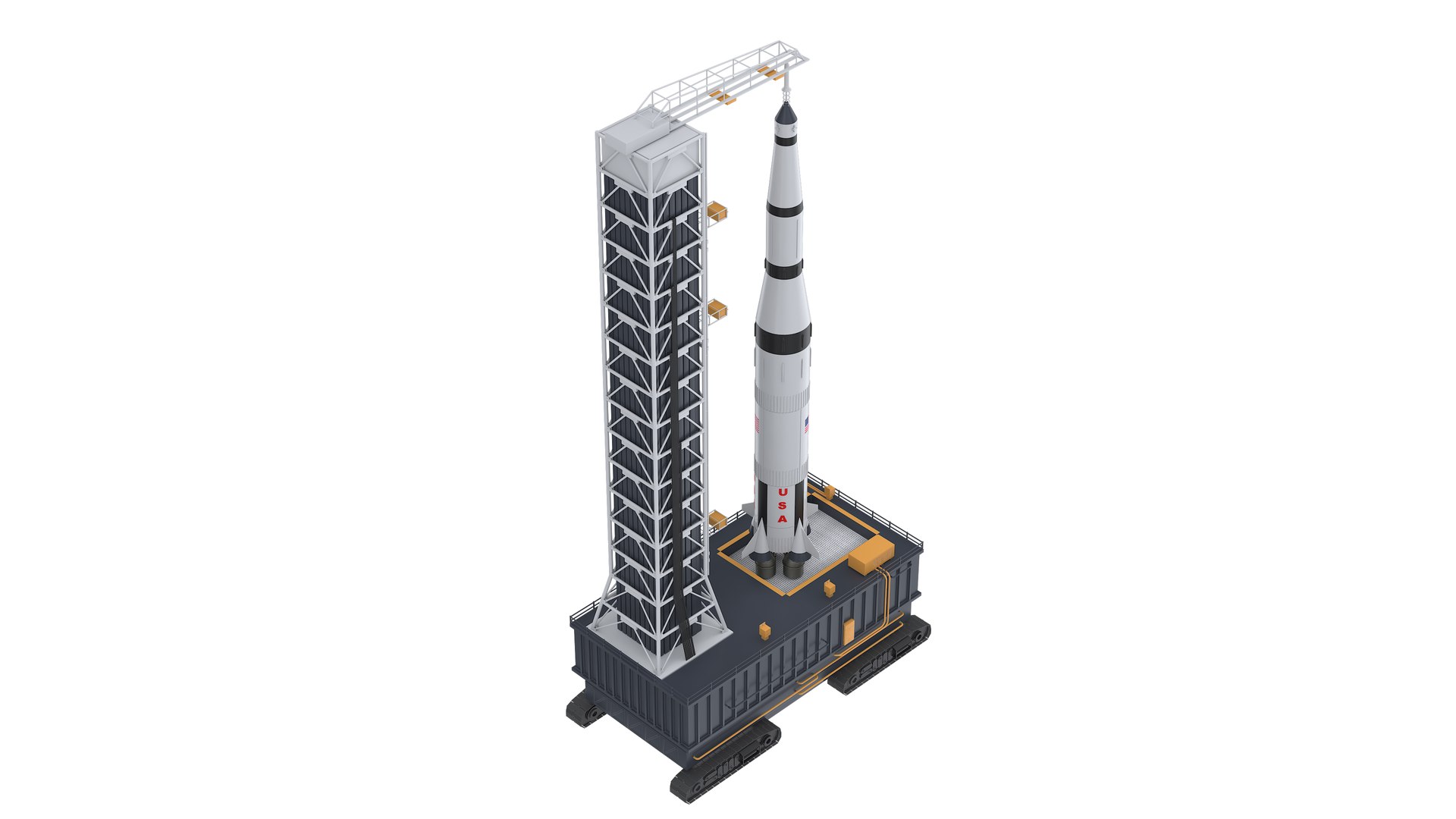 Saturn V Rocket On Launch Base 3D - TurboSquid 2324527