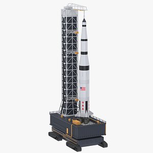 Saturn V Rocket on Launch Base 3D