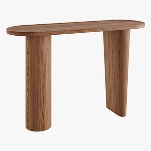 Console oval walnut half point 3D model