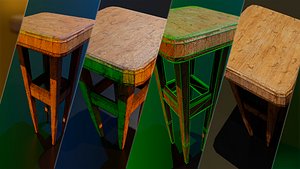 A wooden chair with scuffs and abrasions