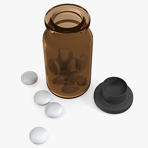Tablets in Glass Bottle 3D model