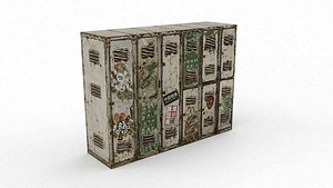 3D Retro Industrial-Style Metal Storage Lockers model