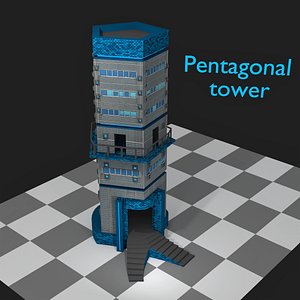 tower pentagonal blue 3D model