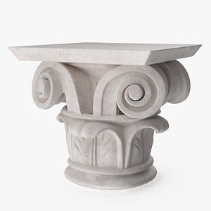 Decorative Stone Capital Ionic Style White