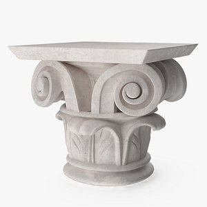 Decorative Stone Capital Ionic Style White