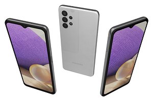 3D Samsung Galaxy A32 Awesome White Low Poly model