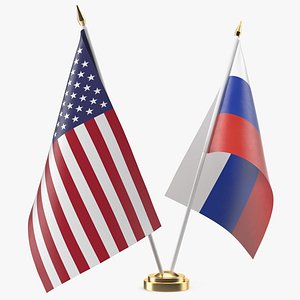 Table Flags USA and Russia
