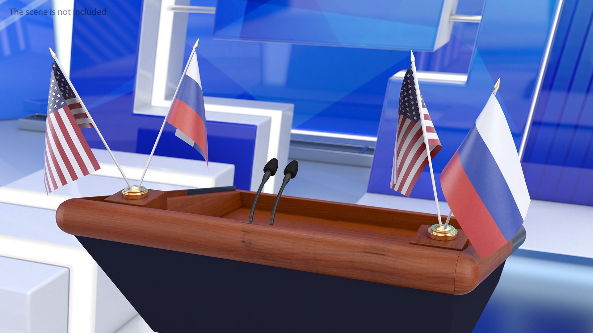 Table Flags USA and Russia 3D model preview