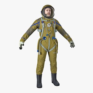 Astronaut Wearing Space Suit Strizh 3D Model