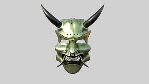 3D Oni Mask 06 Golden - Hannya Fantasy Character Design