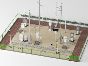 Weather Monitoring Station 3D Model Environmental Sensor Equipment Pack