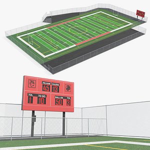 3D American Football Field with Markings model