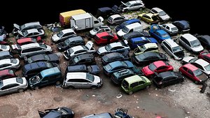 cars wreckage pile abandoned terrain part2 photogrammetry 3D model