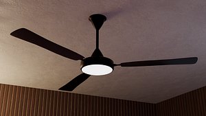 Modern 3 Blade Ceiling Fan with LED Light Game Ready PBR Low-poly 3D model 3D