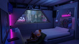 Cyberpunk Apartment Scene - High Detail