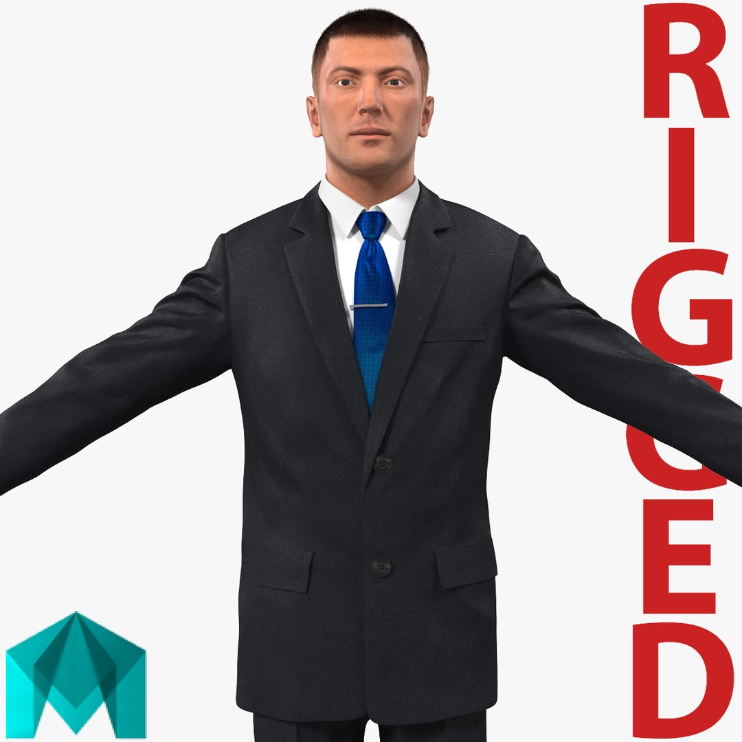 Businessman Rigged for Maya 3D model preview
