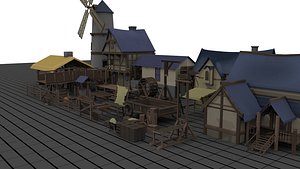 Medieval village Low poly pack