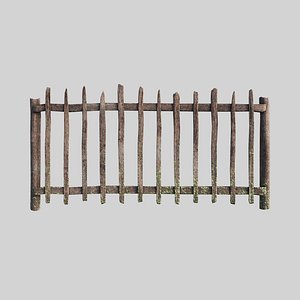 old wooden fence 3D
