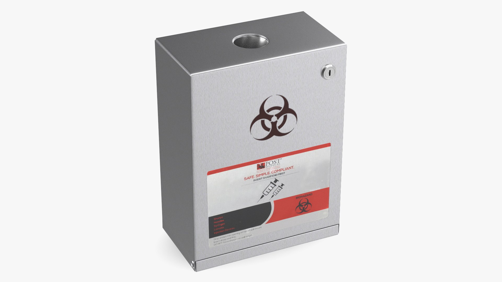 Locking Wall Mounted Sharps Cabinet Post Medical 3D model preview