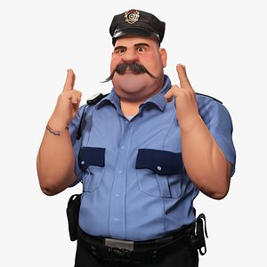 3D Stylized Cartoon Police Officer Chubby Policeman 3D model