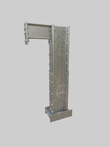 3D Steel Construction Font - Number 1 model