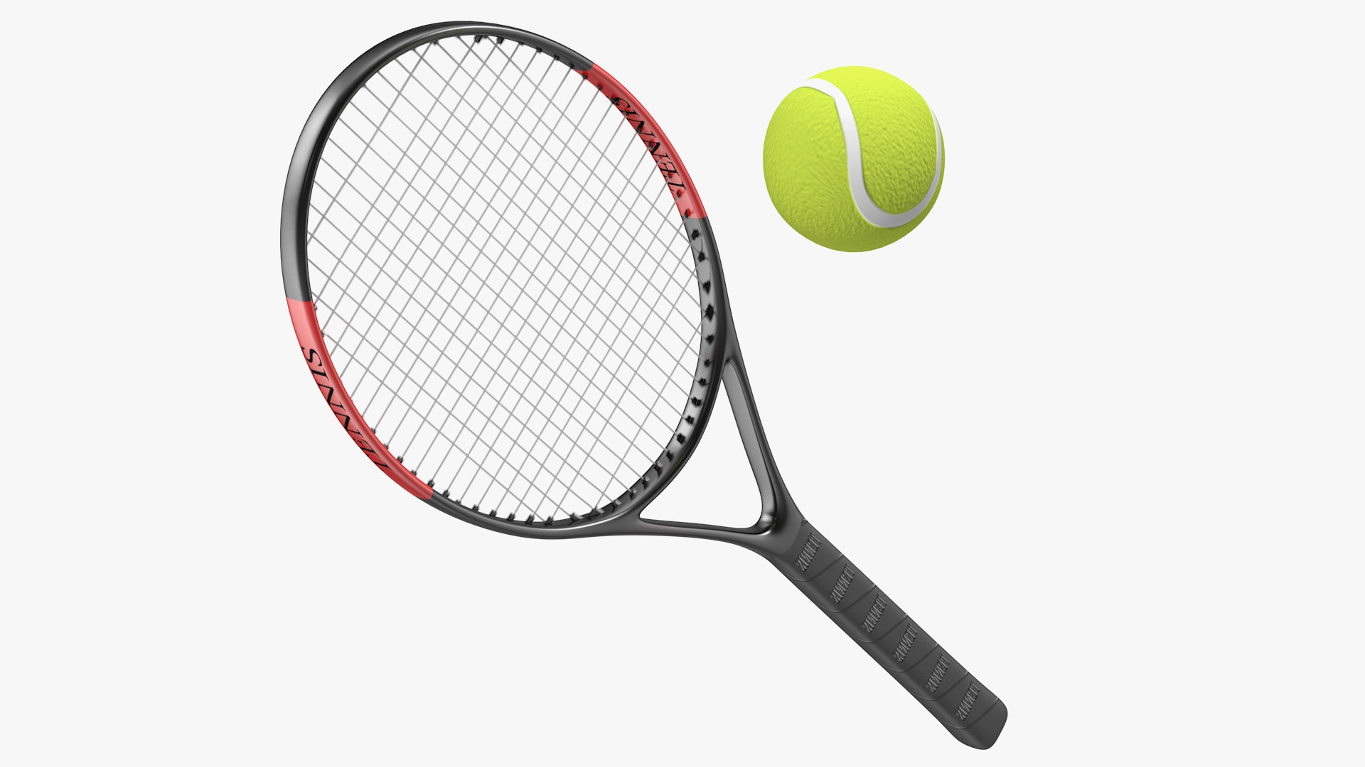 Tennis Racket with Ball 3D model preview