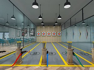 Shooting range billiard room shooting bow 3D model