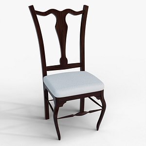 French Style Wooden Dining Chair 3D