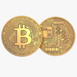 3D gold bitcoin coin model