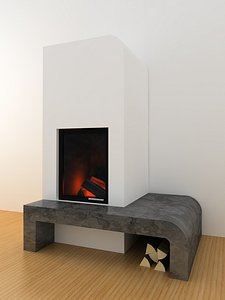 3d modern fireplace marble