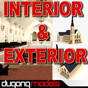 3d baptist church interior exterior model