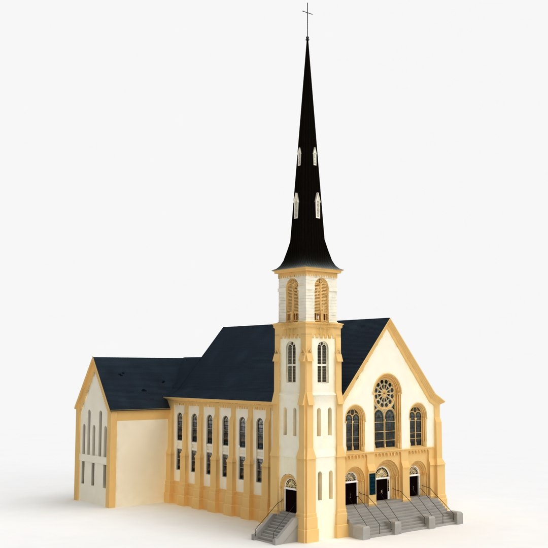 3d Baptist Church Interior Exterior Model