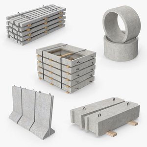 3D Concrete Building Materials Collection model