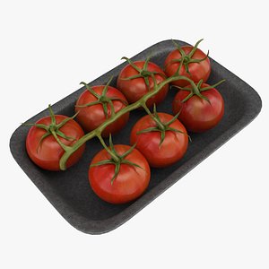 Tomatoes with tray 02 3D model