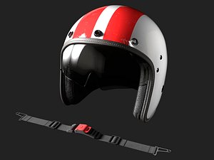 open face motorcycle helmet 3D model
