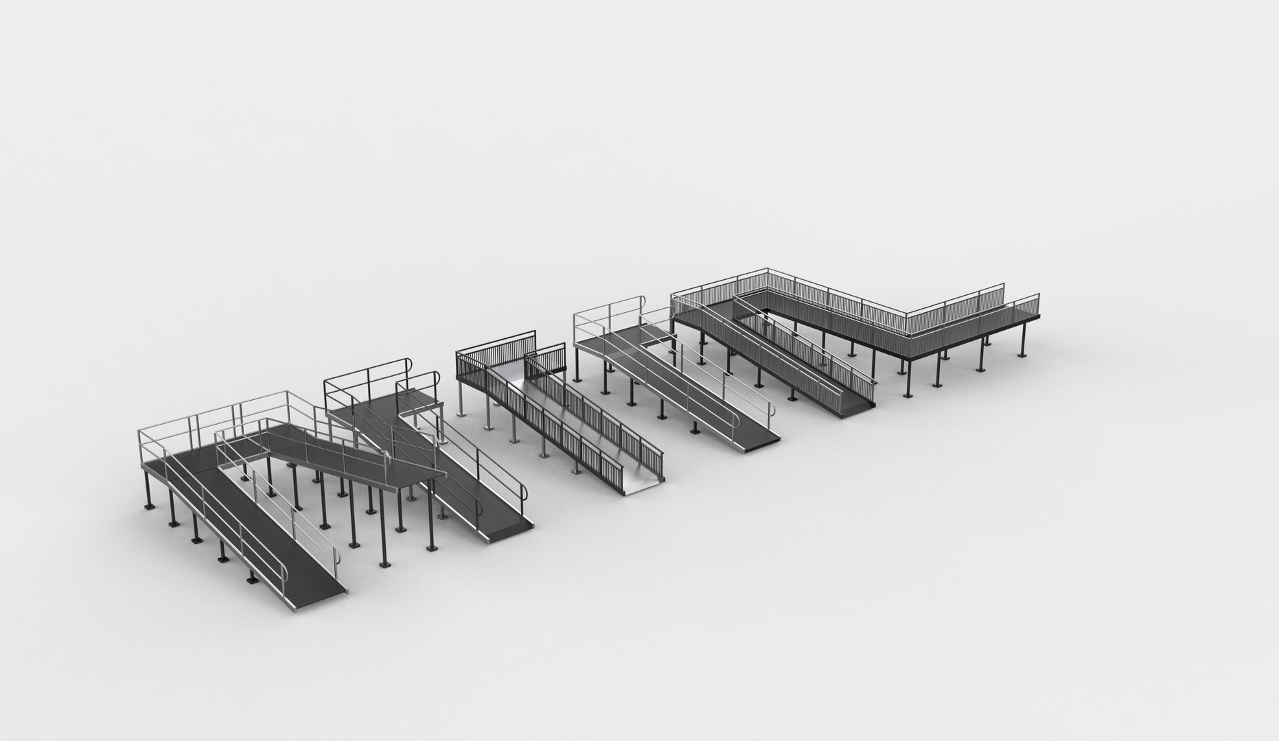 Wheelchair Ramp Set 3D Model 3D Model - TurboSquid 2526473