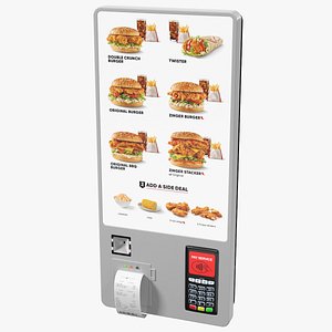 3D Fast Food Self Ordering Kiosk Wall Mounted