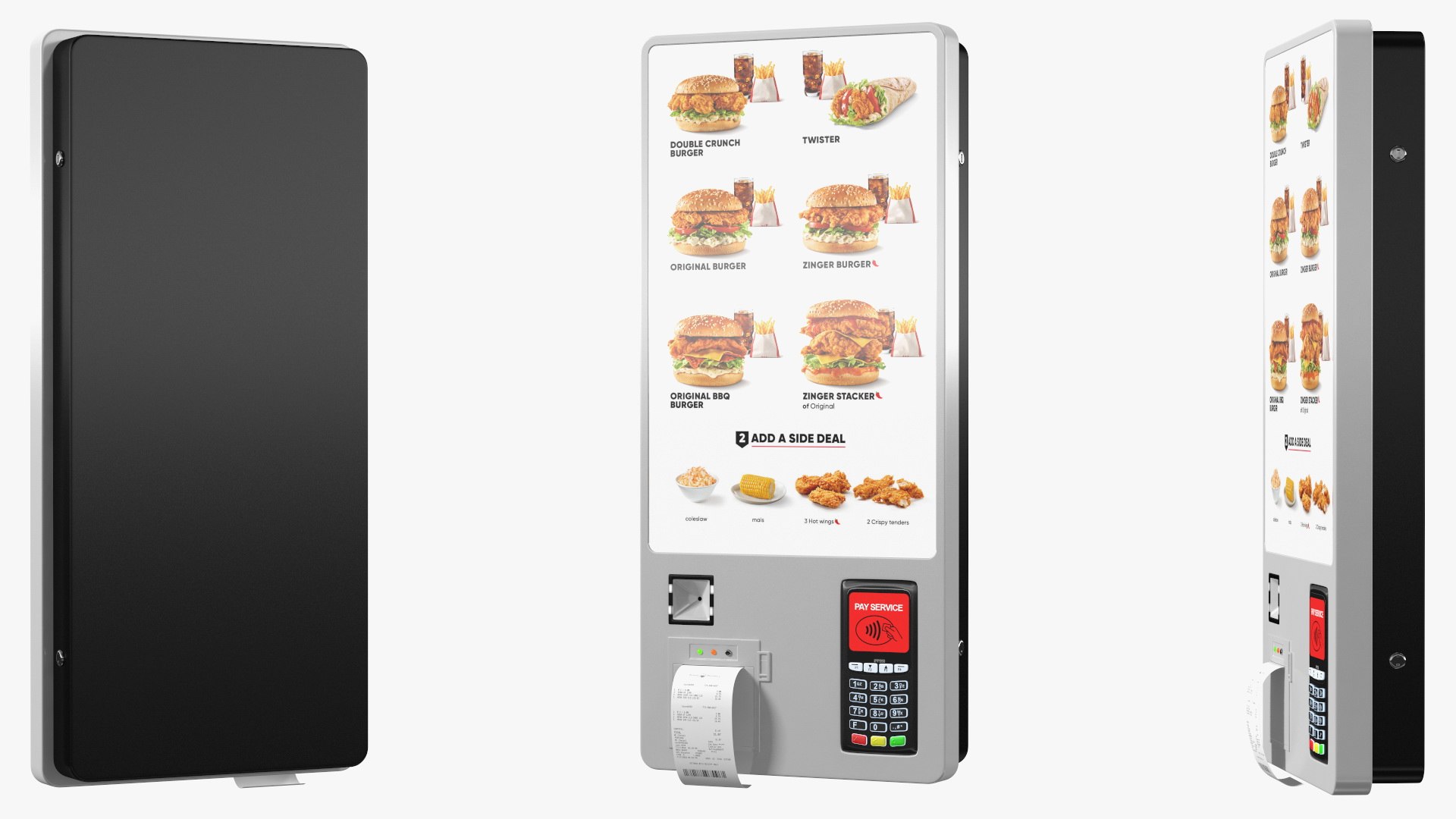 Fast Food Self Ordering Kiosk Wall Mounted 3D model preview